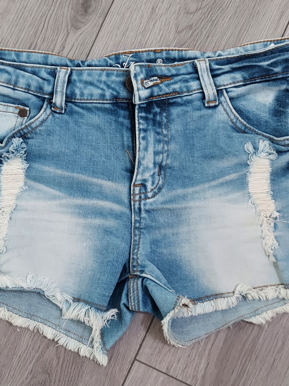 Rina Rossi Light Blue Distressed Denim Cutoff Shorts